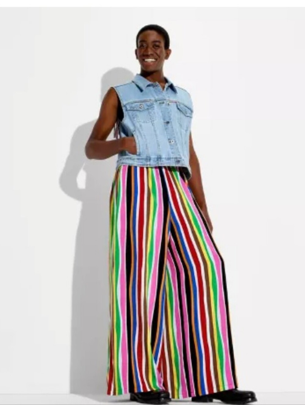 Pride Adult High-Rise Wide-Leg Striped Pants